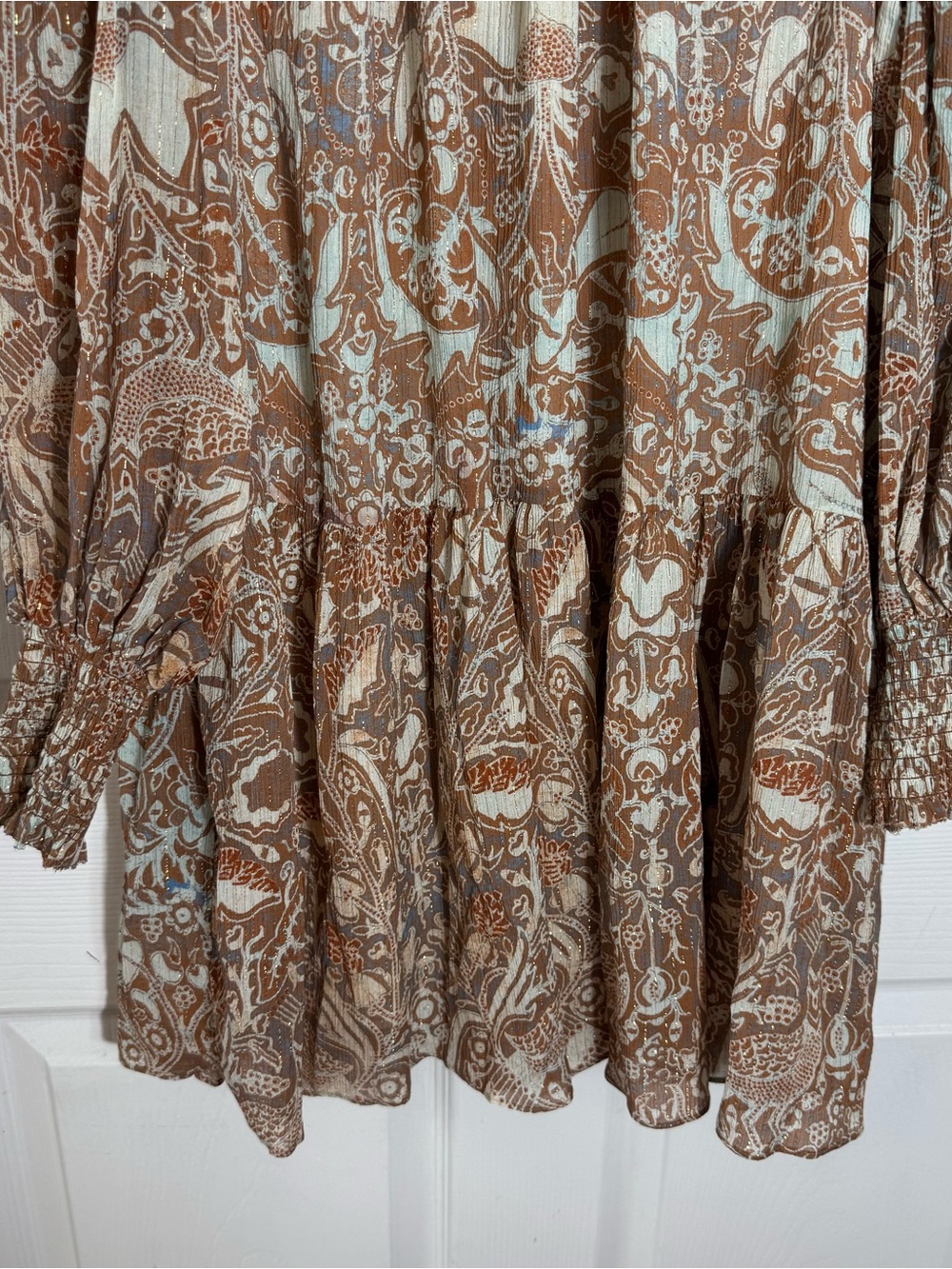 Ulla Johnson Maja Dress Size 4 Boho Mini Metallic Paisley - Picture 10 of 15